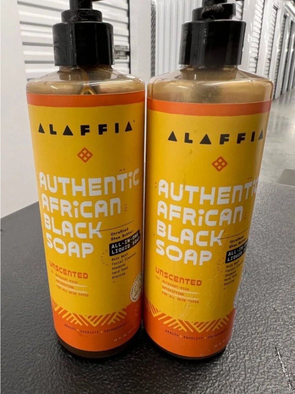 2x African Black Soap Shea Butter 16 Oz Unscented Detoxifying Liquid Soap